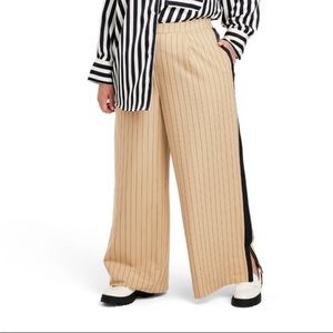 La Ligne x Target Tan/Black Side Stripe Wide Leg Trousers NWOT